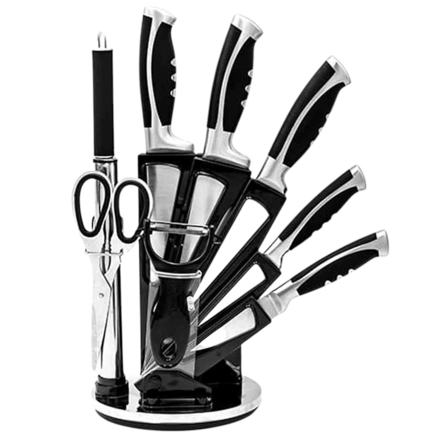 Set cuțite 9 piese – Negru/Argintiu
