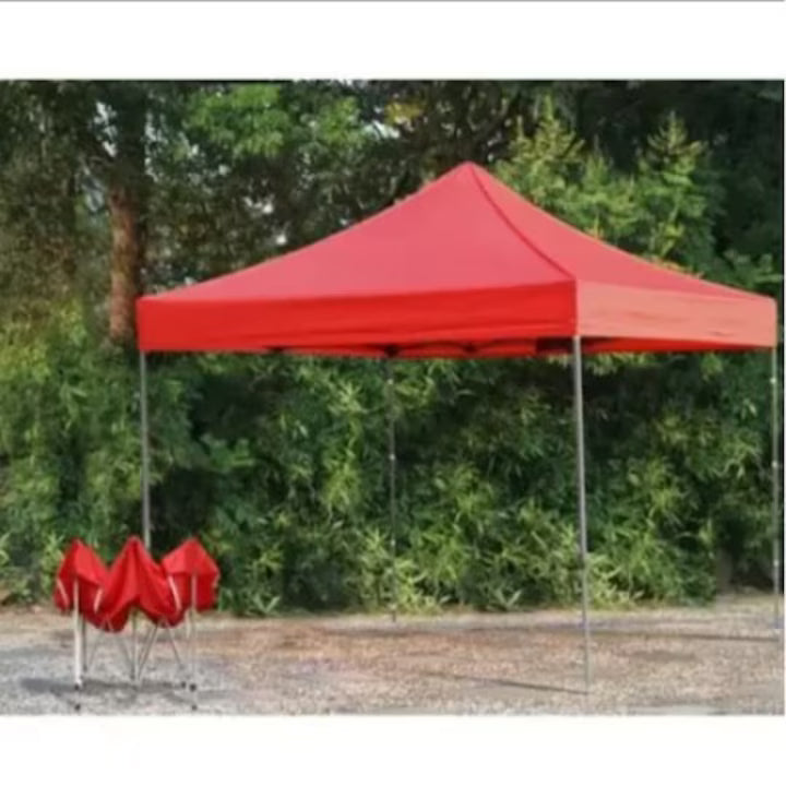 Cort pavilion pliabil, 3x3 m, Cadru metal cu panza impermeabila pentru Curte, Gradina, Evenimente, Rosu