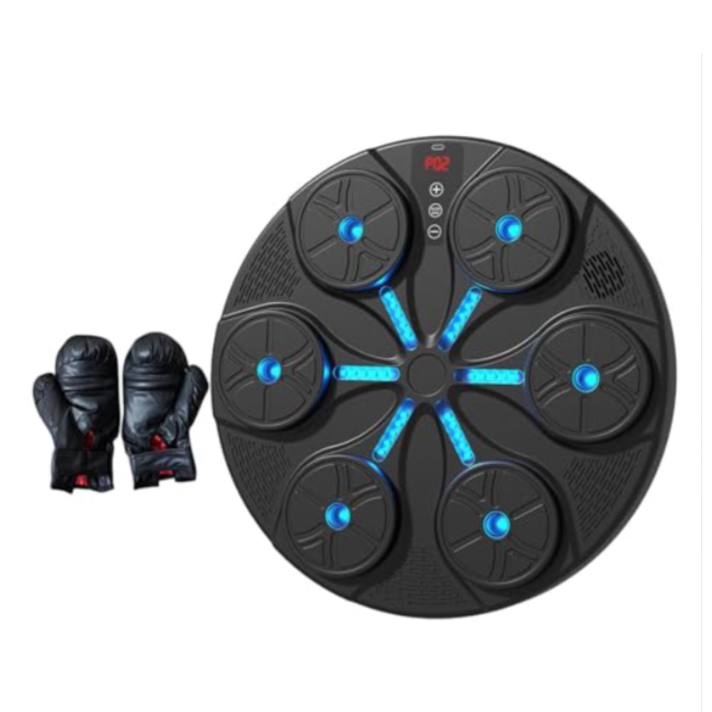 Aparat de antrenament interactiv pentru box, cu muzica, sistem inteligent cu LED-uri și funcții dinamice, manusi incluse