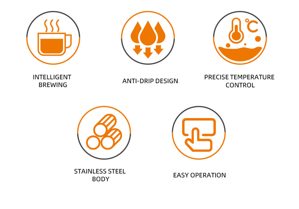 Aparat de Cafea HALEY 950W, 1.5L, LED Display, Anti-Drip, Brewing Inteligent, Inox, Control Temperatură Precis