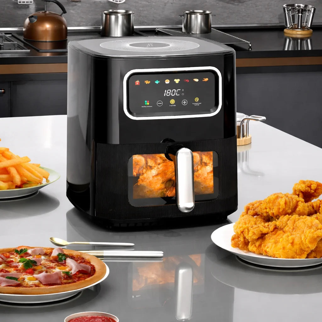 Friteuză cu Aer Cald, 10L, 2800W, Control Digital, 100 buc Hartie Airfryer Cadou