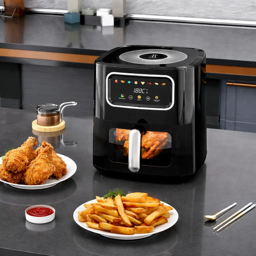 Friteuză cu Aer Cald, 10L, 2800W, Control Digital, 100 buc Hartie Airfryer Cadou