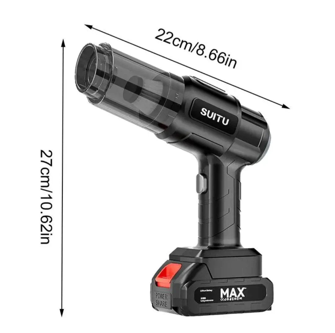 Aspirator și Suflantă de Aer, Portabilă 4-în-1 – 21.000 Pa, 9000mAh, Compresor integrat, Incarcare rapidă 150W
