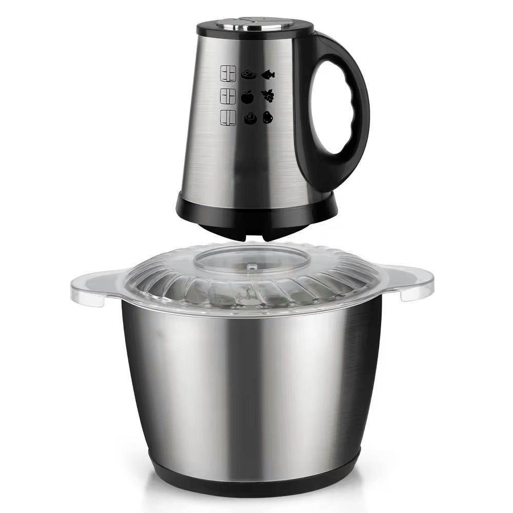 Tocător electric pentru carne și legume, 4 lame din oțel inoxidabil de calitate superioară, capacitate 3L, recipient din inox, culoare argintie