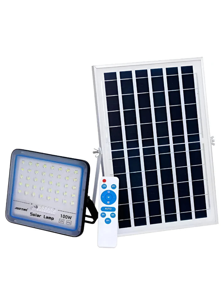 Proiector Blue Solara LED, Jortan,corp iluminat, cu incarcare solara, panou separat fotovoltaic, suport, telecomanda