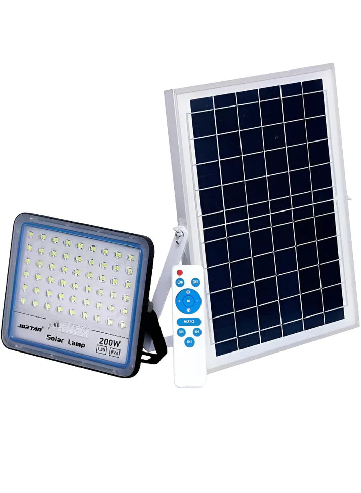 Proiector Blue Solara LED, Jortan,corp iluminat, cu incarcare solara, panou separat fotovoltaic, suport, telecomanda