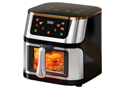 Friteuza cu Aer Cald, Gatire fara ulei, 3000 W, Capacitate 12 L, Control Touch, Afisaj Digital, Fereastra vizuala, Temperatura 80-200 grade, Argintiu/Negru
