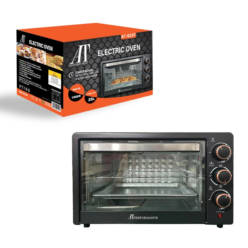 Cuptor Electric Multifuncțional 25L, 1500W, 4 elemente de încălzire, Rotisor, Timer 60 min
