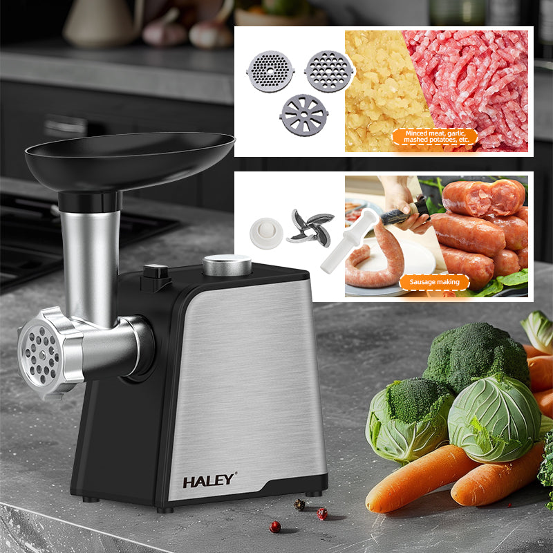 Mașină de Tocat Carne 2000W, Oțel Inoxidabil, Cutter cu Torsiune Mare, Ușor de Curățat, Port Mare pentru Alimentare