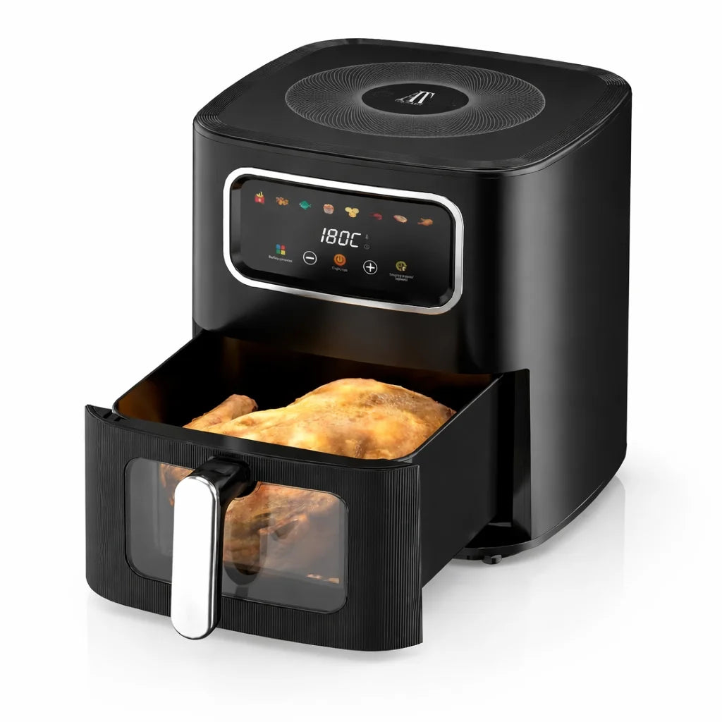 Friteuză cu Aer Cald, 10L, 2800W, Control Digital, 100 buc Hartie Airfryer Cadou