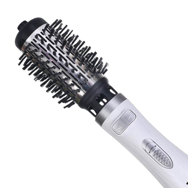 Perie Rotativă 1000W – 2 Perii, Încălzire Rapidă, Modelare de Durată, Protecție Păr, Inveliș Ceramic, Alb/Argintiu