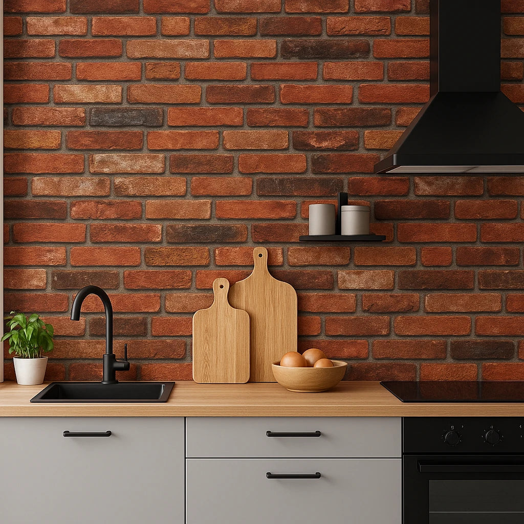 Rola Tapet 3D, autoadeziv/autocolant, spumă moale, design rustic, pentru interior, ușor de curățat, rezistent la apă, 68cm x 2.8m, model Cărămidă Rustică
