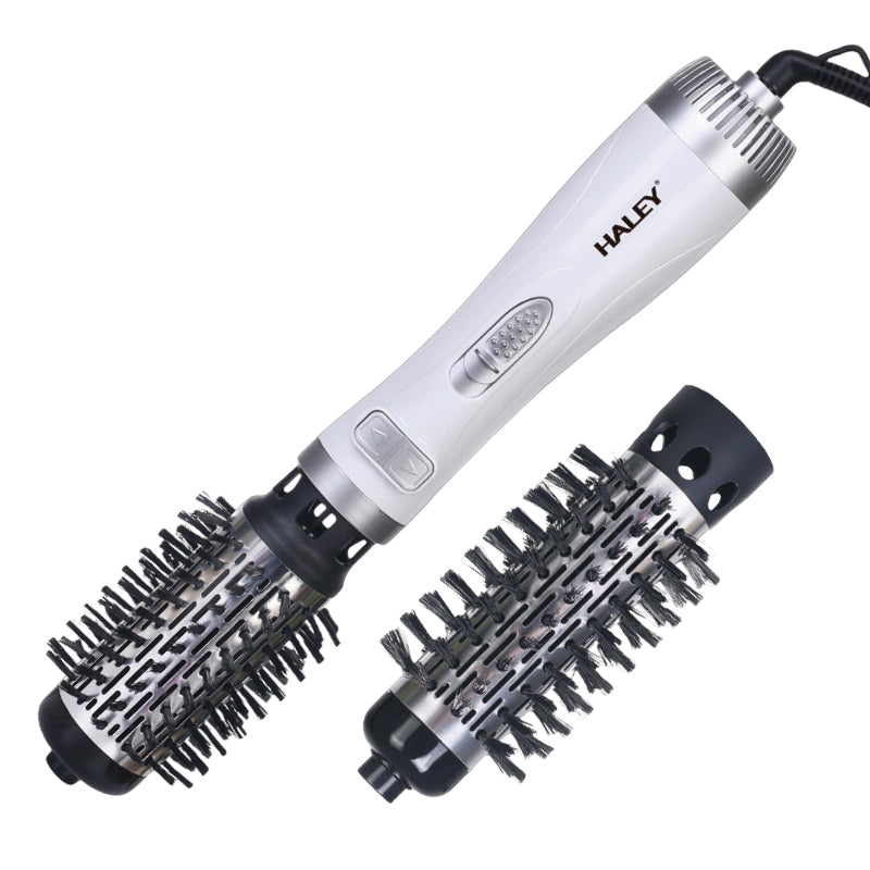 Perie Rotativă 1000W – 2 Perii, Încălzire Rapidă, Modelare de Durată, Protecție Păr, Inveliș Ceramic, Alb/Argintiu