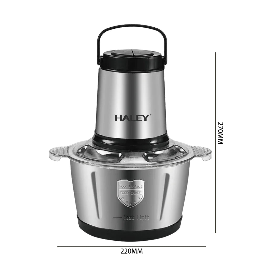 Tocător de Alimente HALEY HY-1225 – Putere de 1000W și Vas de 2L din Inox pentru Tocare rapidă și eficientă