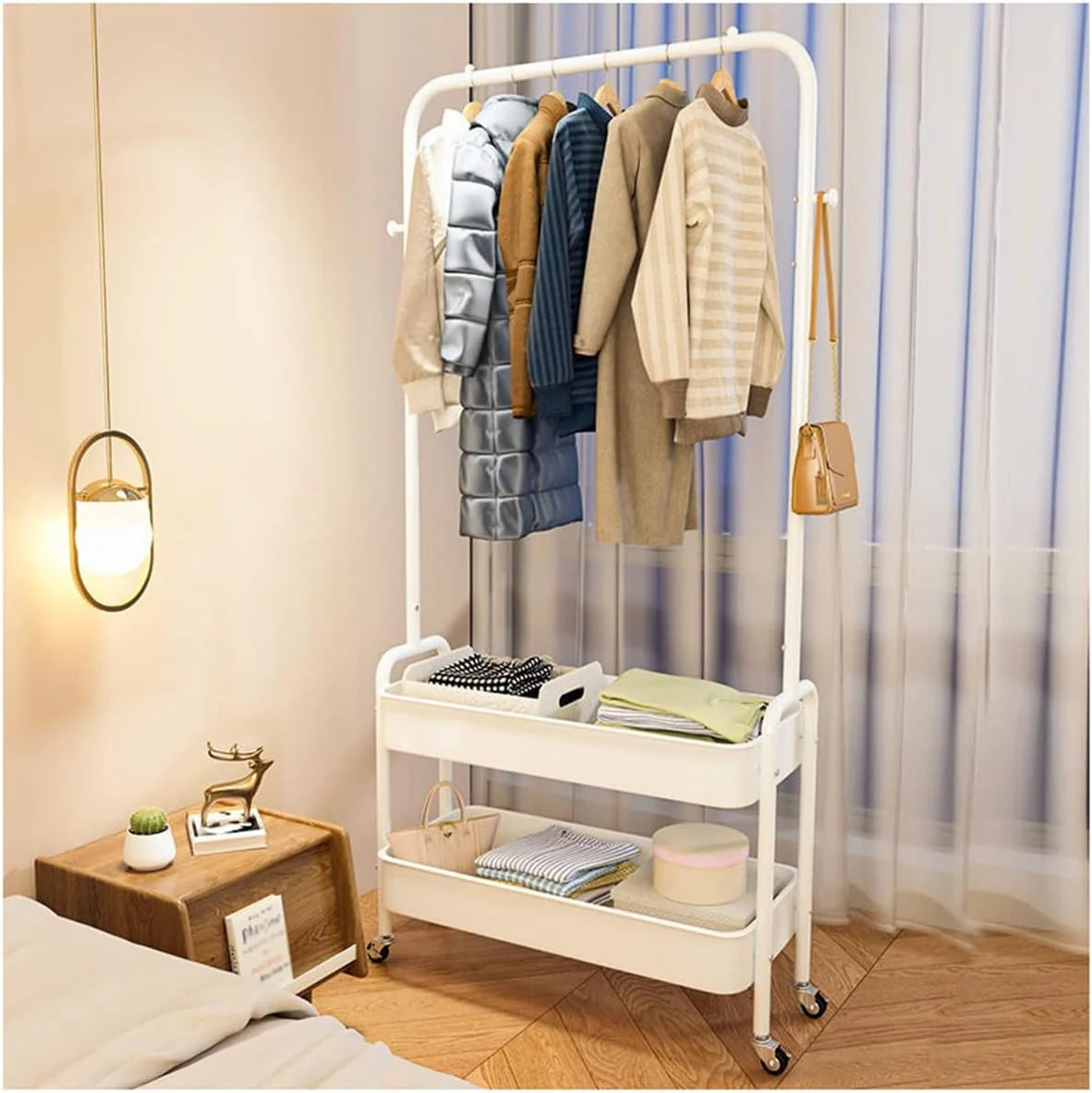 Suport pentru Haine 2-in-1 cu Roți – Organizare și Eleganță într-un Singur Produs