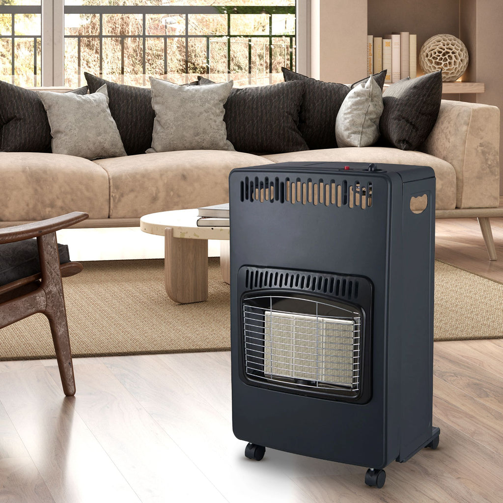 Soba pe Gaz Butelie GPL cu 3 Trepte Incalzire, Putere 4200W, Portabila pe Roti, Aprindere Automata, Incalzitor Ceramic, Regulator si Furtun Gaz