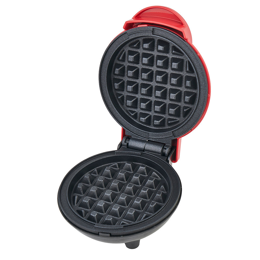Aparat Mini Waffe HALEY®, 800W, Plăci Antiaderente, Indicator Luminos, Design Compact, Roșu
