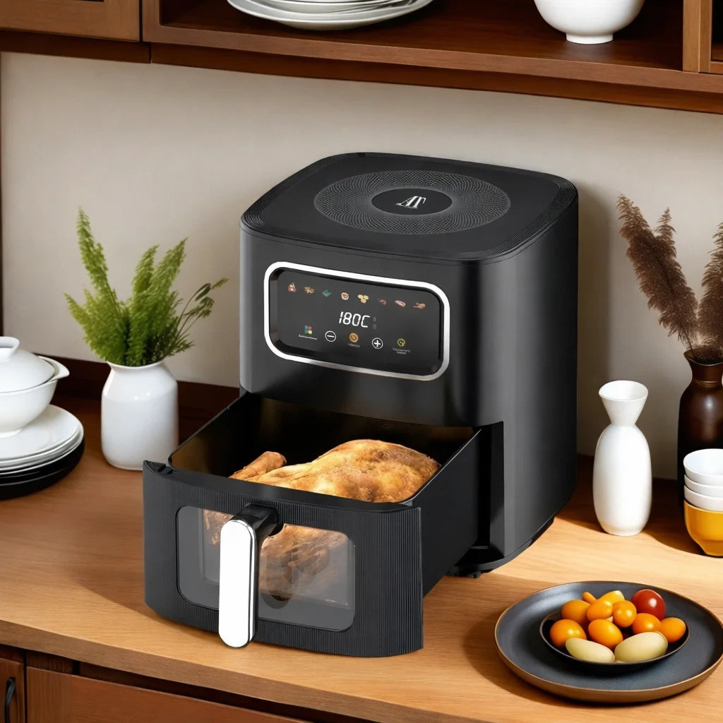 Friteuză cu Aer Cald, 10L, 2800W, Control Digital, 100 buc Hartie Airfryer Cadou