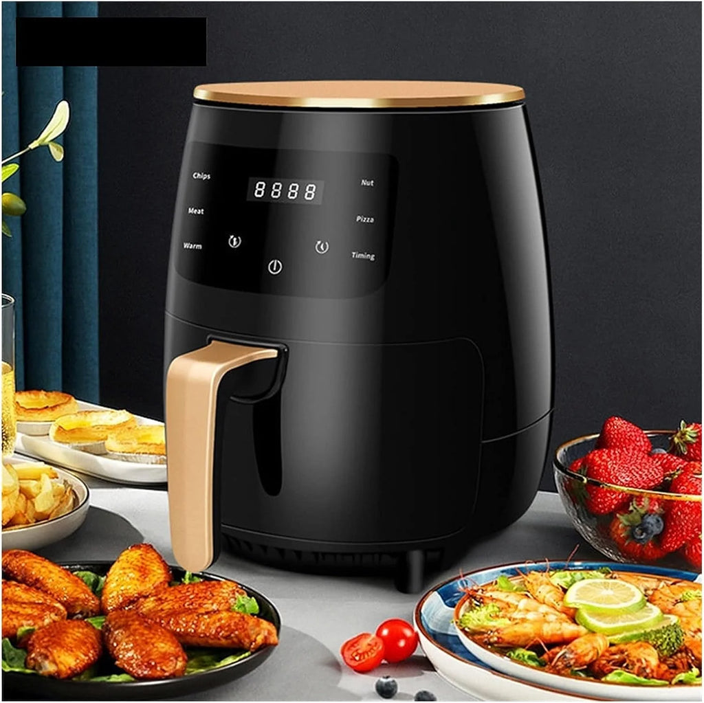 Friteuză fără Ulei cu Aer Cald, 6L, 2400W, Funcții de Coacere și Prăjire + set 50 Hârtie de Copt + Carte de Retete in Limba Romana