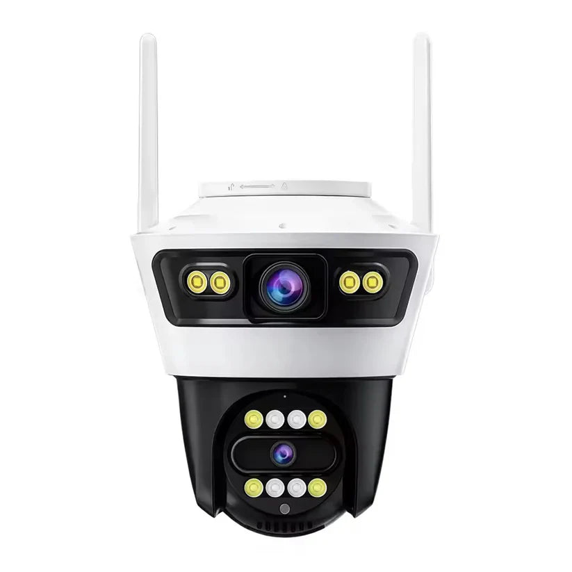 Camera de Supraveghere cu 2 Lentile, PTZ 355°, Jortan JT-4, WiFi, IP66, HD, 6 MP, 1920 x 1080 pixeli ,Aplicatie Yoosee + Card 32GB CADOU