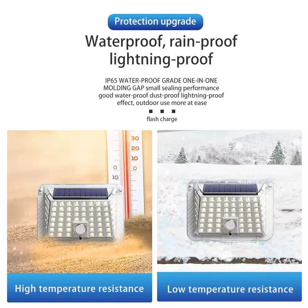 SET 10 X LĂMPI SOLARE CU 100 LEDURI, SENZOR DE MIȘCARE ȘI 3 MODURI DE FUNCȚIONARE, ALB