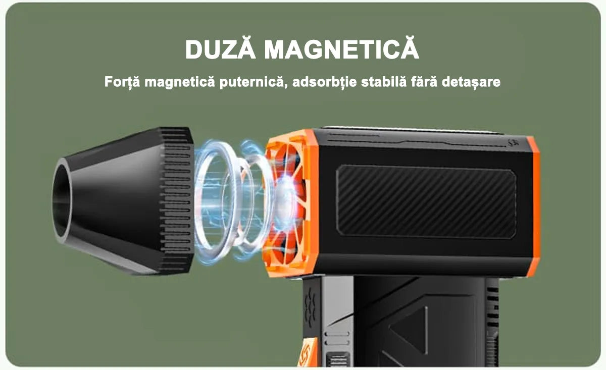 Suflanta Aer cu Mini Ventilator Electric, Portabila, cu 3 Trepte de Putere, Multifunctionala, 120000RPM si 45 metri/secunda