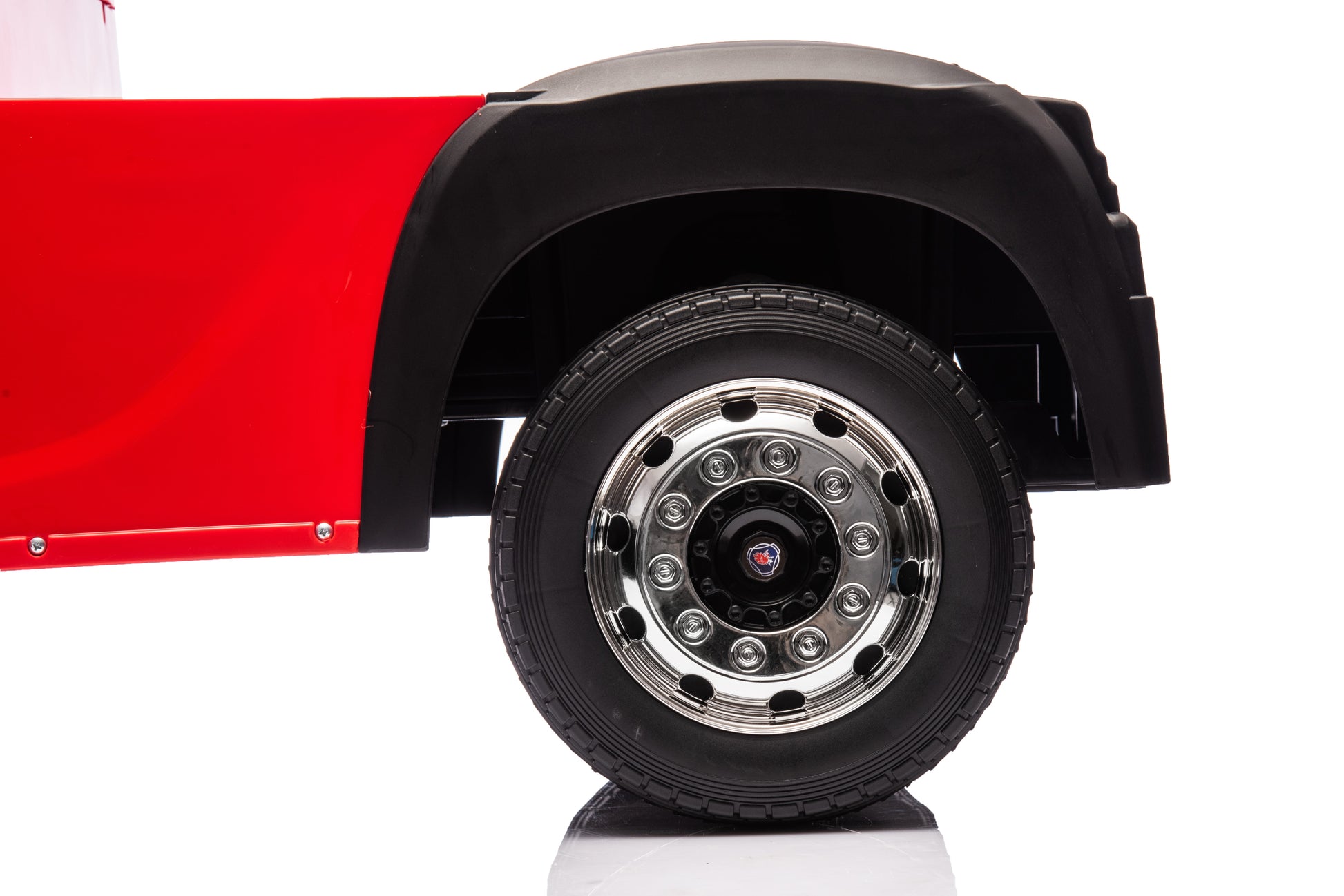 Camion electric cu remorcă pentru copii, KIDOO, 12V, 2 motoare 35W, telecomandă 2.4G, suspensie pe 4 roți, lumini, muzică, viteză 3-5 km/h, uși funcționale