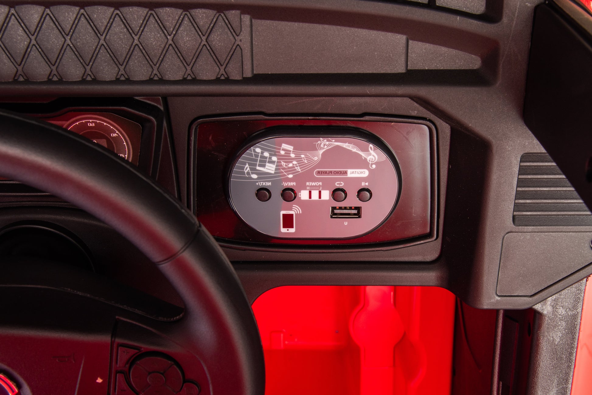 Camion electric cu remorcă pentru copii, KIDOO, 12V, 2 motoare 35W, telecomandă 2.4G, suspensie pe 4 roți, lumini, muzică, viteză 3-5 km/h, uși funcționale