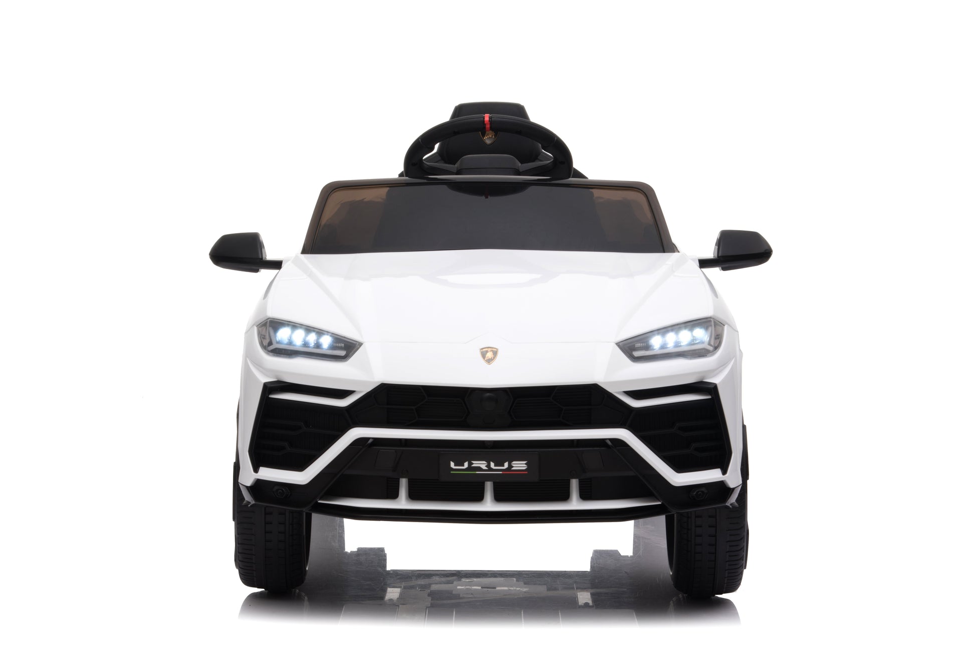 Mașinuță electrică Lamborghini Urus, KIDOO, 37–96 luni, 12V 4.5Ah, 2 motoare 25W, telecomandă 2.4G, volan multifuncțional cu muzică, MP3, USB, TF, FM Radio, 105×65×52 cm