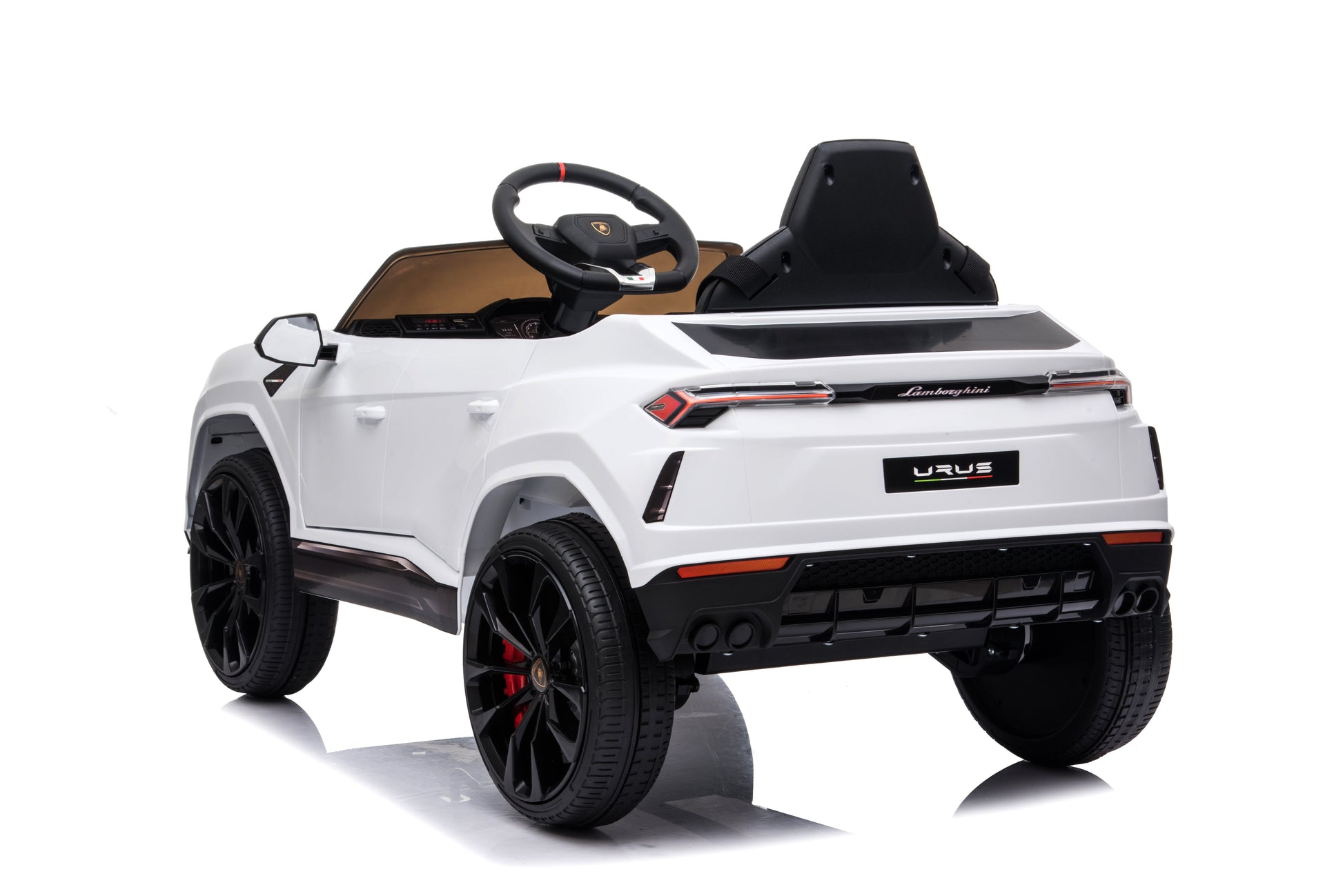 Mașinuță electrică Lamborghini Urus, KIDOO, 37–96 luni, 12V 4.5Ah, 2 motoare 25W, telecomandă 2.4G, volan multifuncțional cu muzică, MP3, USB, TF, FM Radio, 105×65×52 cm