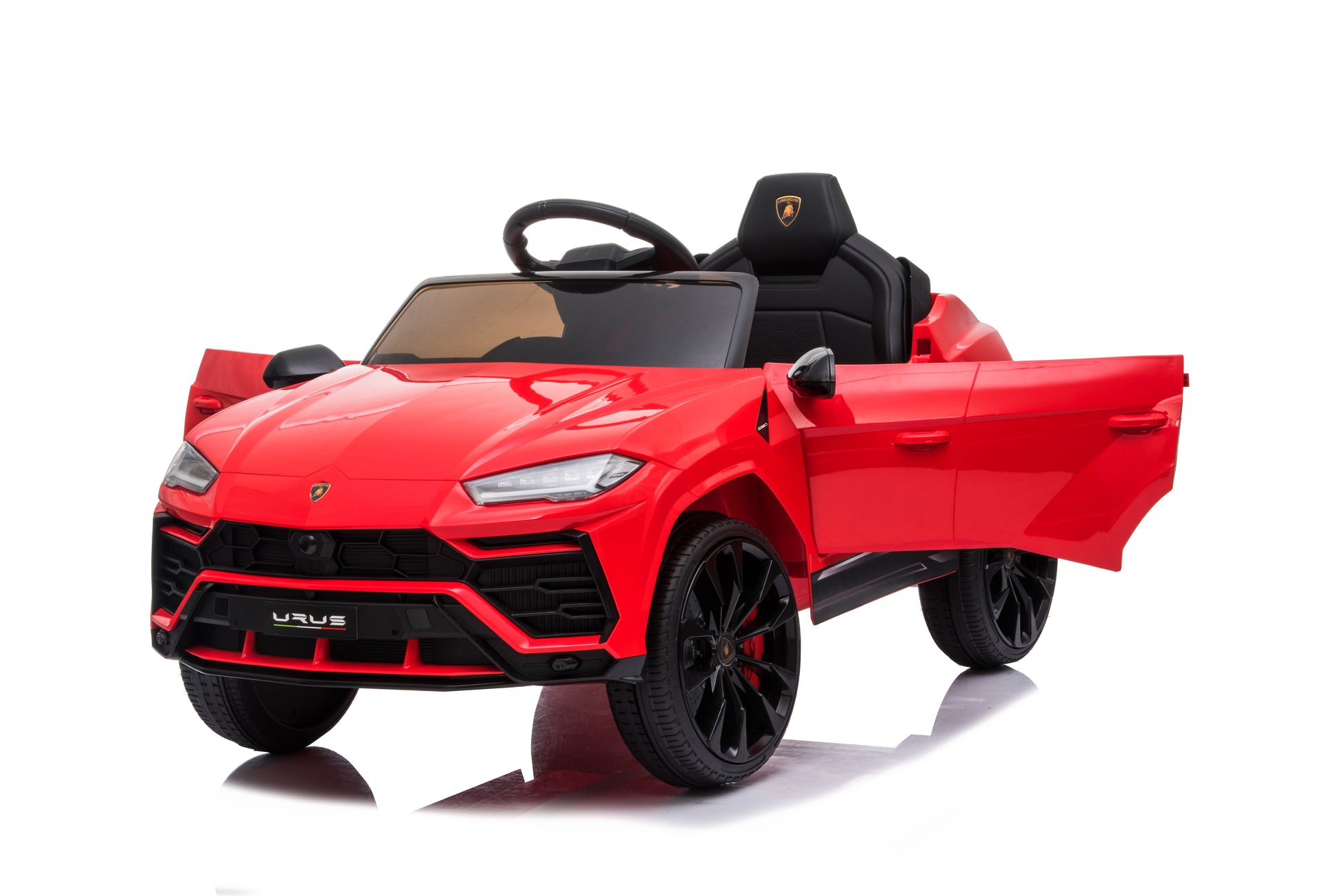 Mașinuță electrică Lamborghini Urus, KIDOO, 37–96 luni, 12V 4.5Ah, 2 motoare 25W, telecomandă 2.4G, volan multifuncțional cu muzică, MP3, USB, TF, FM Radio, 105×65×52 cm