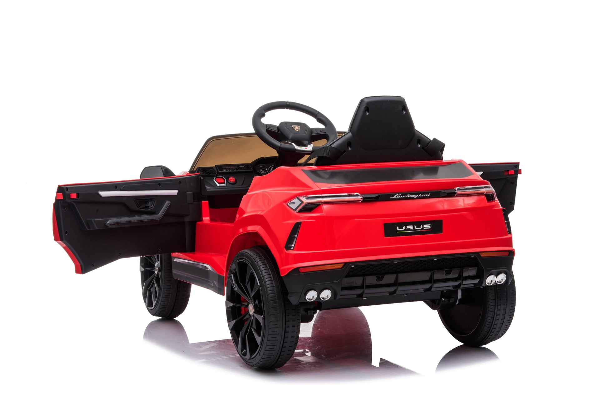 Mașinuță electrică Lamborghini Urus, KIDOO, 37–96 luni, 12V 4.5Ah, 2 motoare 25W, telecomandă 2.4G, volan multifuncțional cu muzică, MP3, USB, TF, FM Radio, 105×65×52 cm