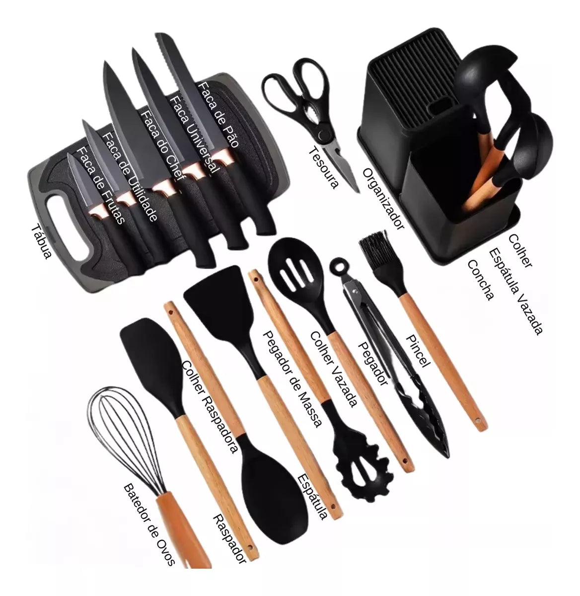 Set 19 Ustensile din Silicon, pentru Bucatarie
