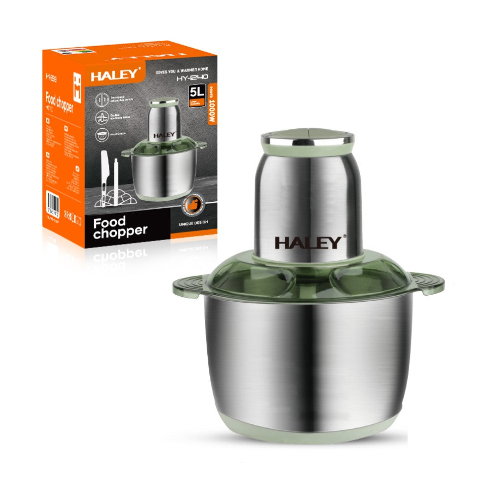 Tocător Electric 1000W, 4 Lame Inox, Bol 5L Full Inox, 2 Viteze, 2 Palete Interșanjabile