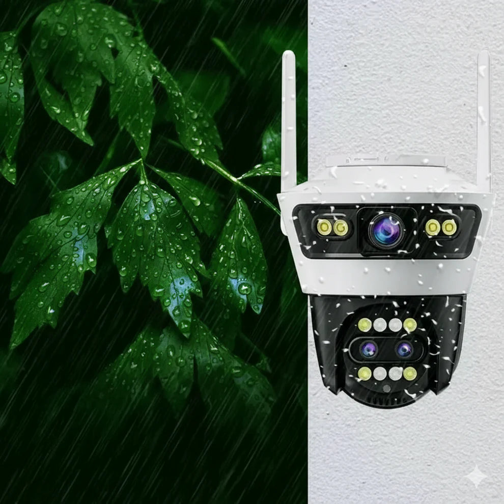 Camera de Supraveghere cu 3 Lentile, PTZ 355°, Jortan JT-5, WiFi, IP66, HD, 9 MP, 1920 x 1080 pixeli ,Aplicatie Yoosee + Card 32GB CADOU