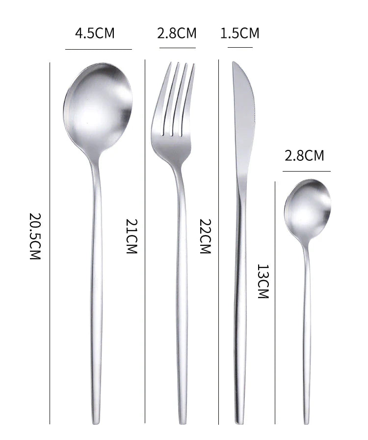 Set Tacamuri 24 Piese Stil Portughez, Otel Inoxidabil