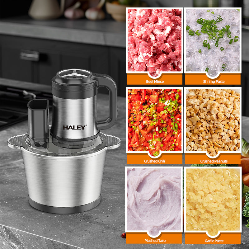 Tocator Universal Electric pentru Carne si Legume, Capacitate 3.5L, Bol Inox, 6 Lame Premium din Otel Inoxidabil, Motor Puternic 1200W