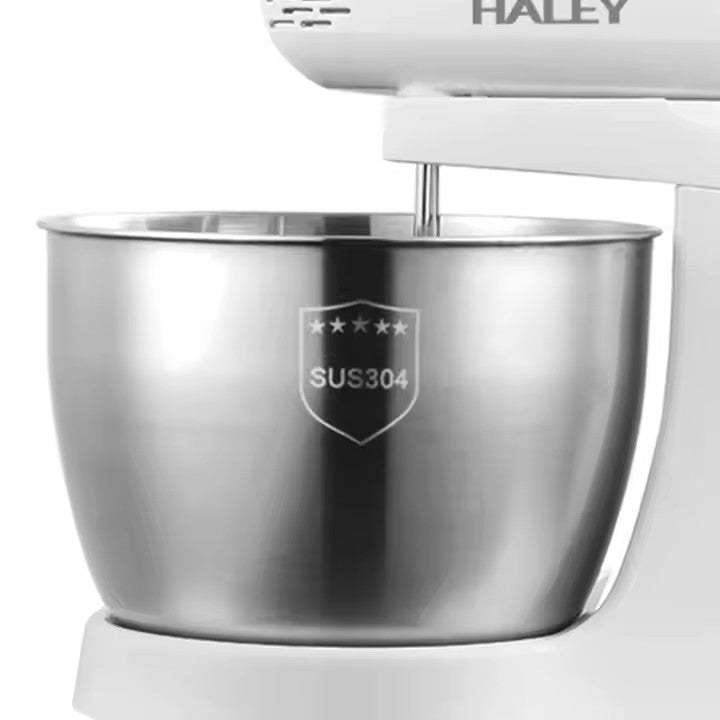 Mixer de Inalta Performanta, 500W, Bol Generos din Inox de 3L, 5 Trepte de Viteza, Alb si Inox