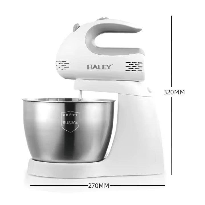 Mixer de Inalta Performanta, 500W, Bol Generos din Inox de 3L, 5 Trepte de Viteza, Alb si Inox