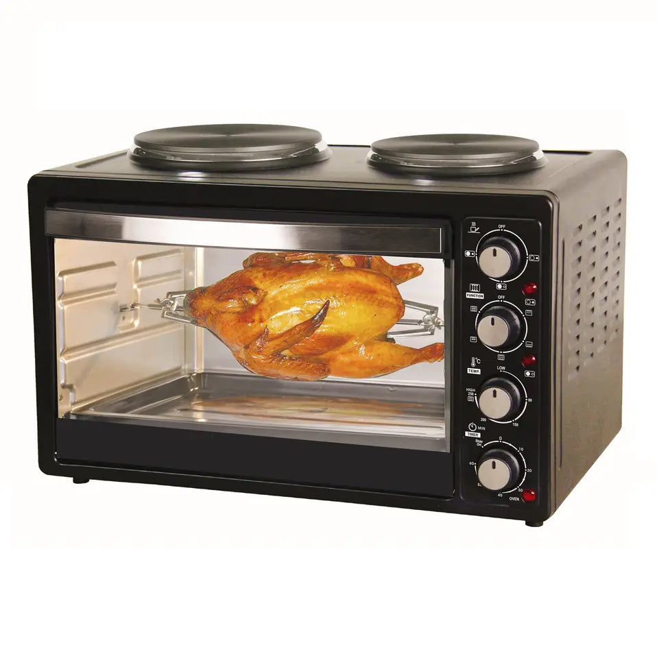 Cuptor si Plita Electrica Hoffmans - 55L, 2000W + 1600W, Aer Cald, 2 Plite, Termostat Reglabil, HM-753