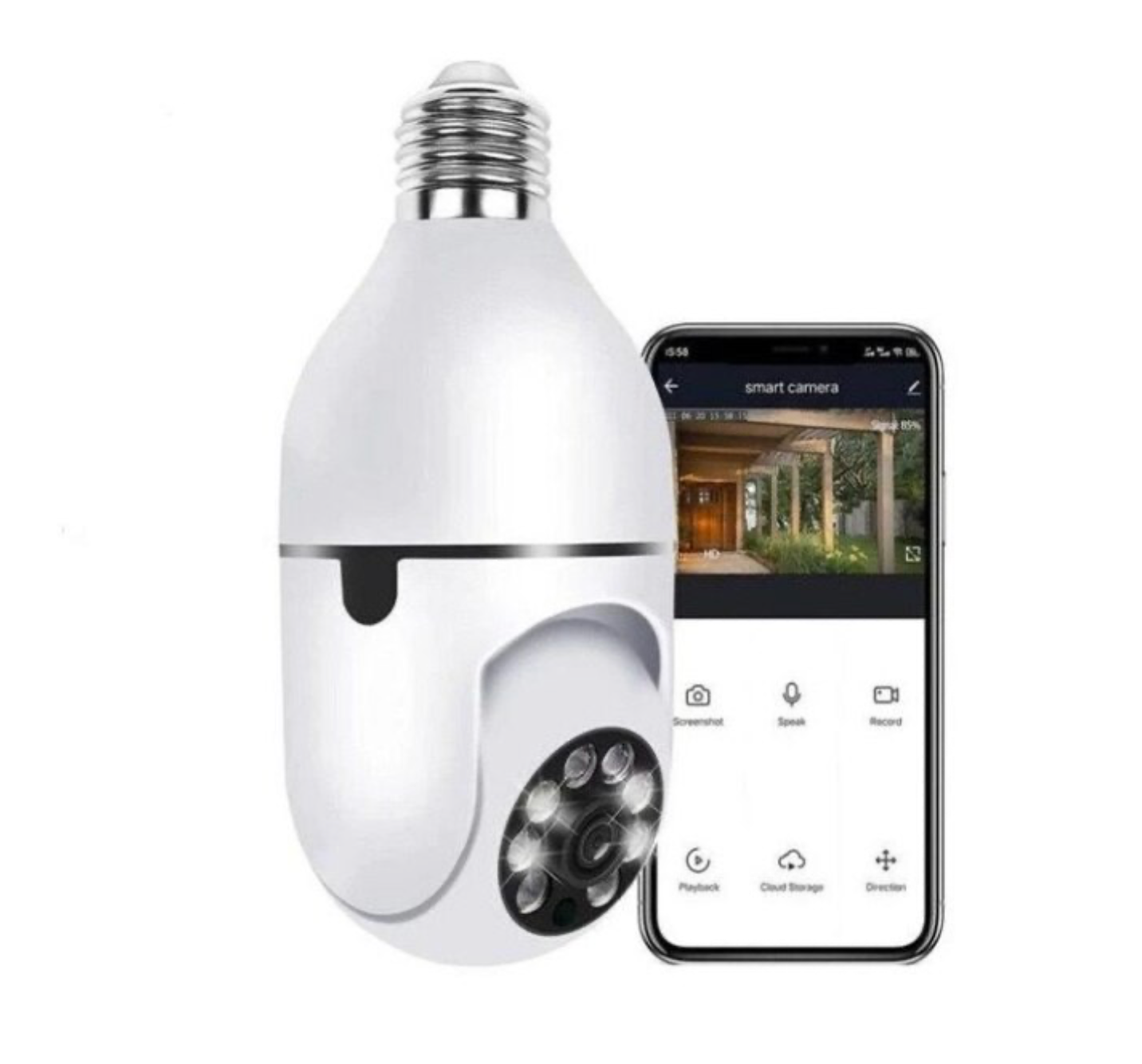 Cameră de Supraveghere Jortan 360° cu Montare pe Bec E27 – WiFi & Night Vision