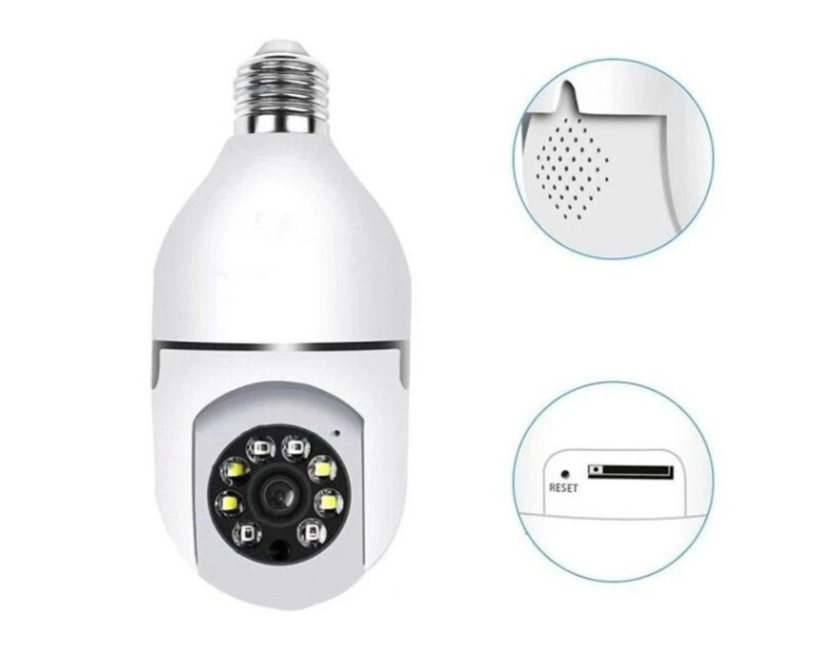 Cameră de Supraveghere Jortan 360° cu Montare pe Bec E27 – WiFi & Night Vision