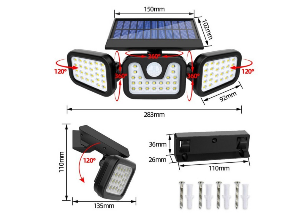 Lampa Solară 74 LED-uri cu Senzor de Mișcare – Iluminare Inteligentă