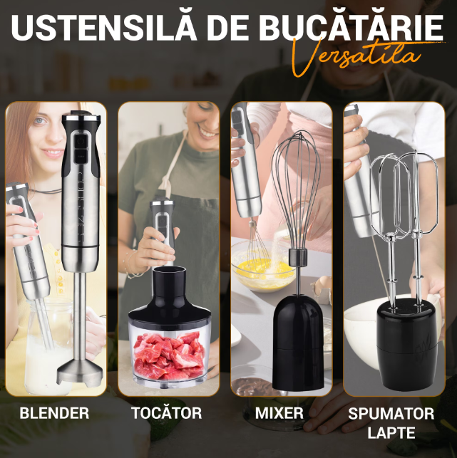 Blender & Tocător 4 în 1 – Putere 1500W, 9 viteze + Turbo