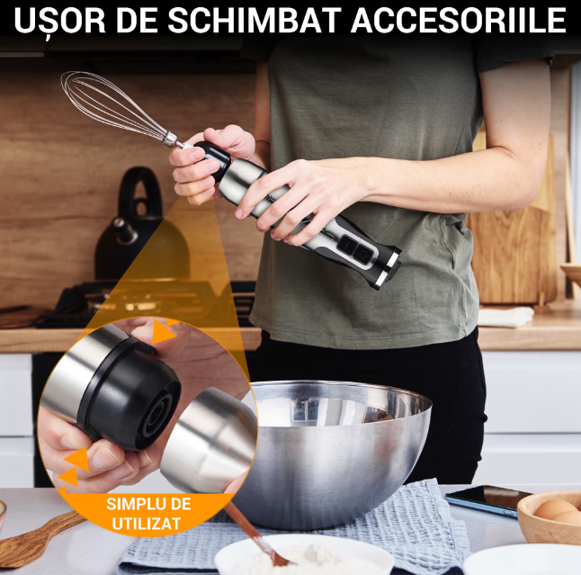 Blender & Tocător 4 în 1 – Putere 1500W, 9 viteze + Turbo