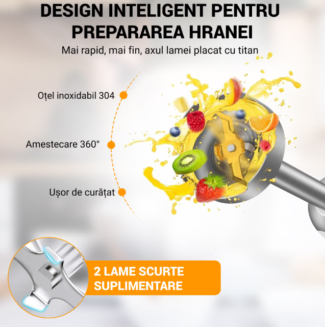 Blender & Tocător 4 în 1 – Putere 1500W, 9 viteze + Turbo