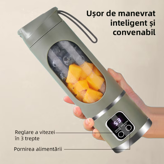 Mini Blender Electric, Portabil si Multifunctional,Fara BPA, Capacitate 450ml, Baterie reincarcabila, Pentru sala de sport, calatorii si activitati in aer liber