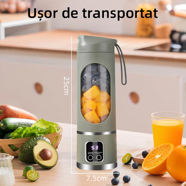 Mini Blender Electric, Portabil si Multifunctional,Fara BPA, Capacitate 450ml, Baterie reincarcabila, Pentru sala de sport, calatorii si activitati in aer liber