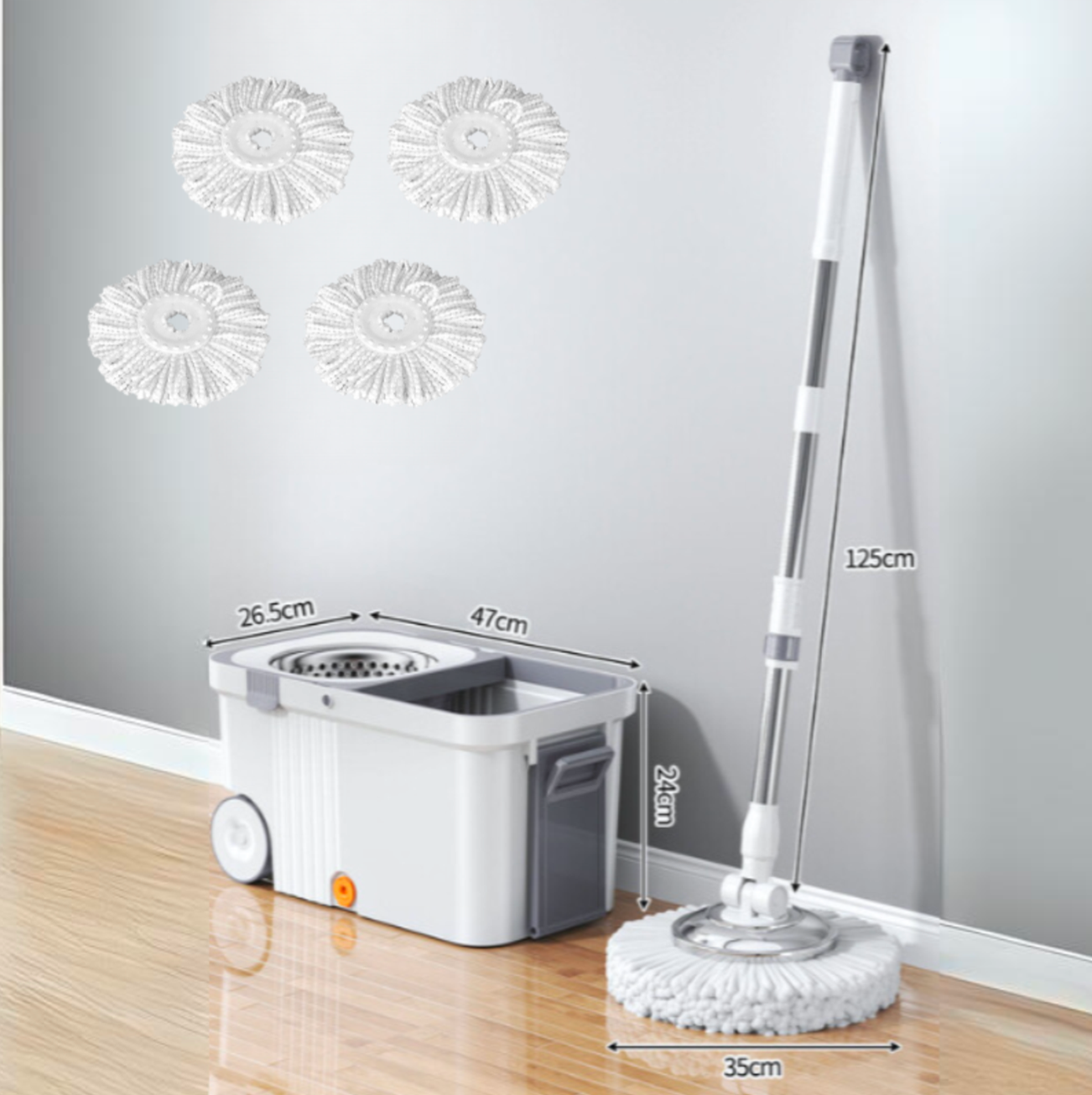 Set Galeata cu Mop din Microfibra + 4 Lavete Mop- Super absorbante