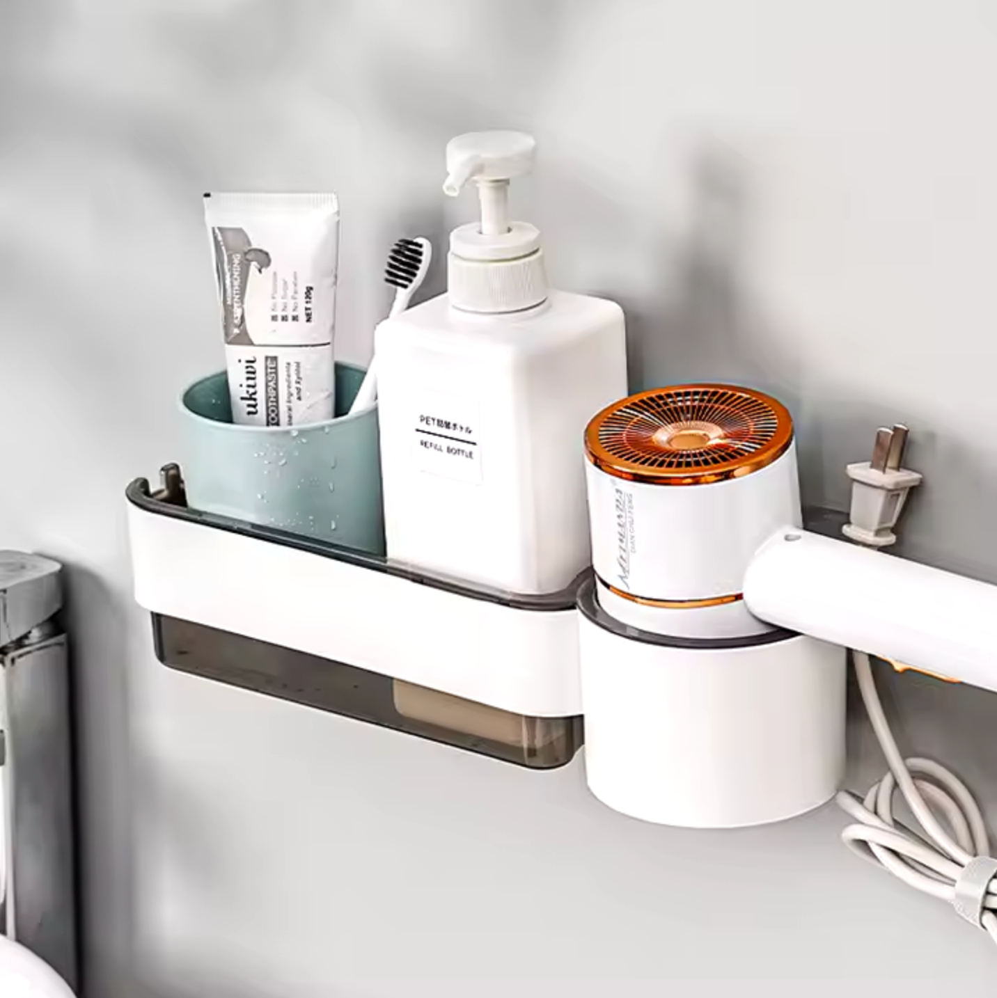 Suport Uscător de Păr & Accesorii – Design Modern & Practic